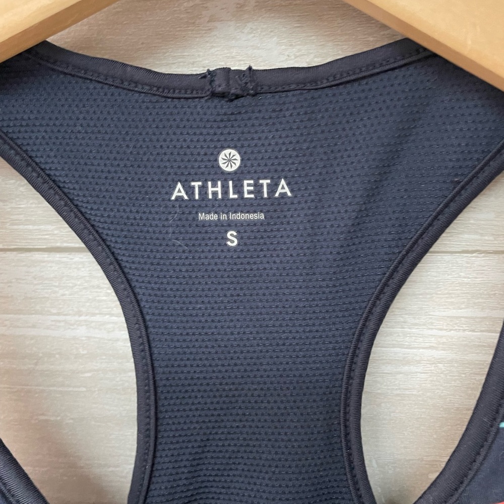 Athleta Black Tank Top with Multi-Color Stripes - Picture 2 of 3